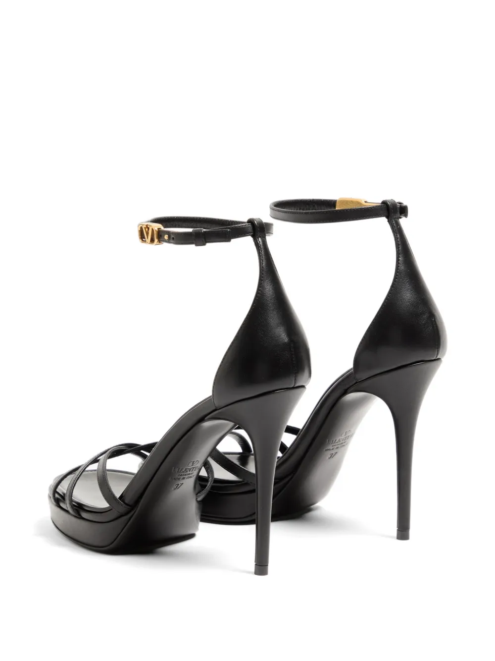 Valentino Garavani Eveninglam kalfsleren sandalen met plateauzool 120 mm Zwart