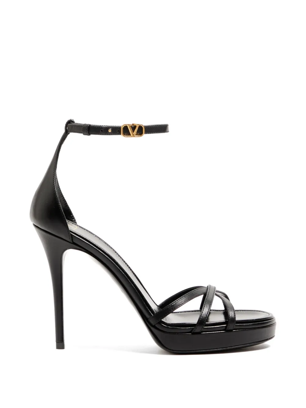 Valentino Garavani Eveninglam kalfsleren sandalen met plateauzool 120 mm Zwart