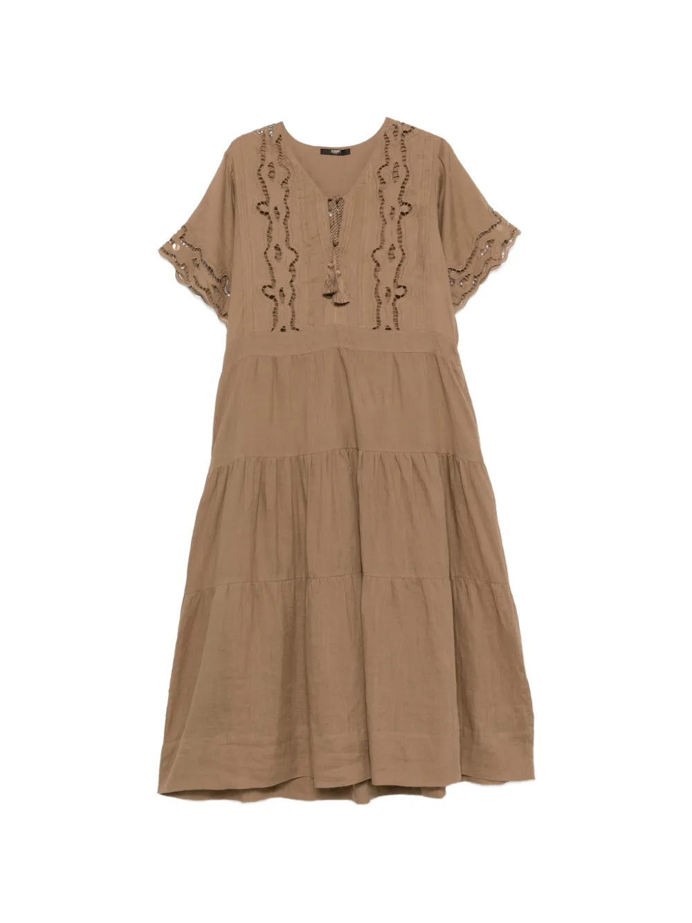 Seventy broderie-anglaise tiered midi dress - Toni neutri