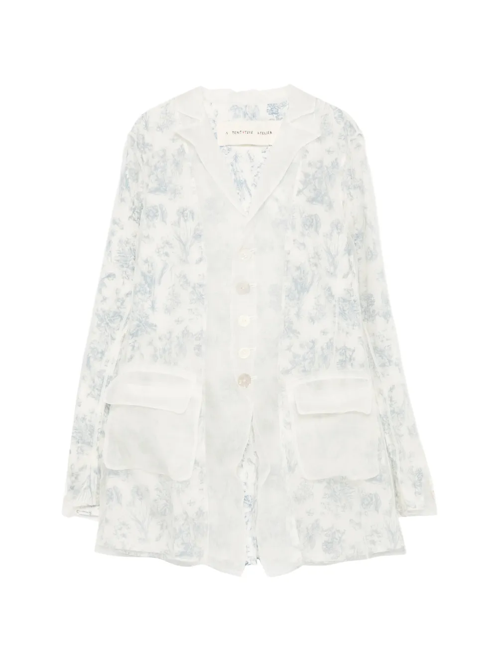 A Tentative Atelier floral-print sheer jacket - Bianco