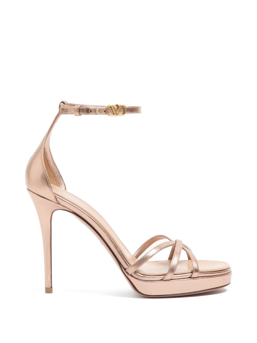 Valentino Garavani Eveninglam gelamineerde nappa leren sandalen met plateauzool 120 mm Roze