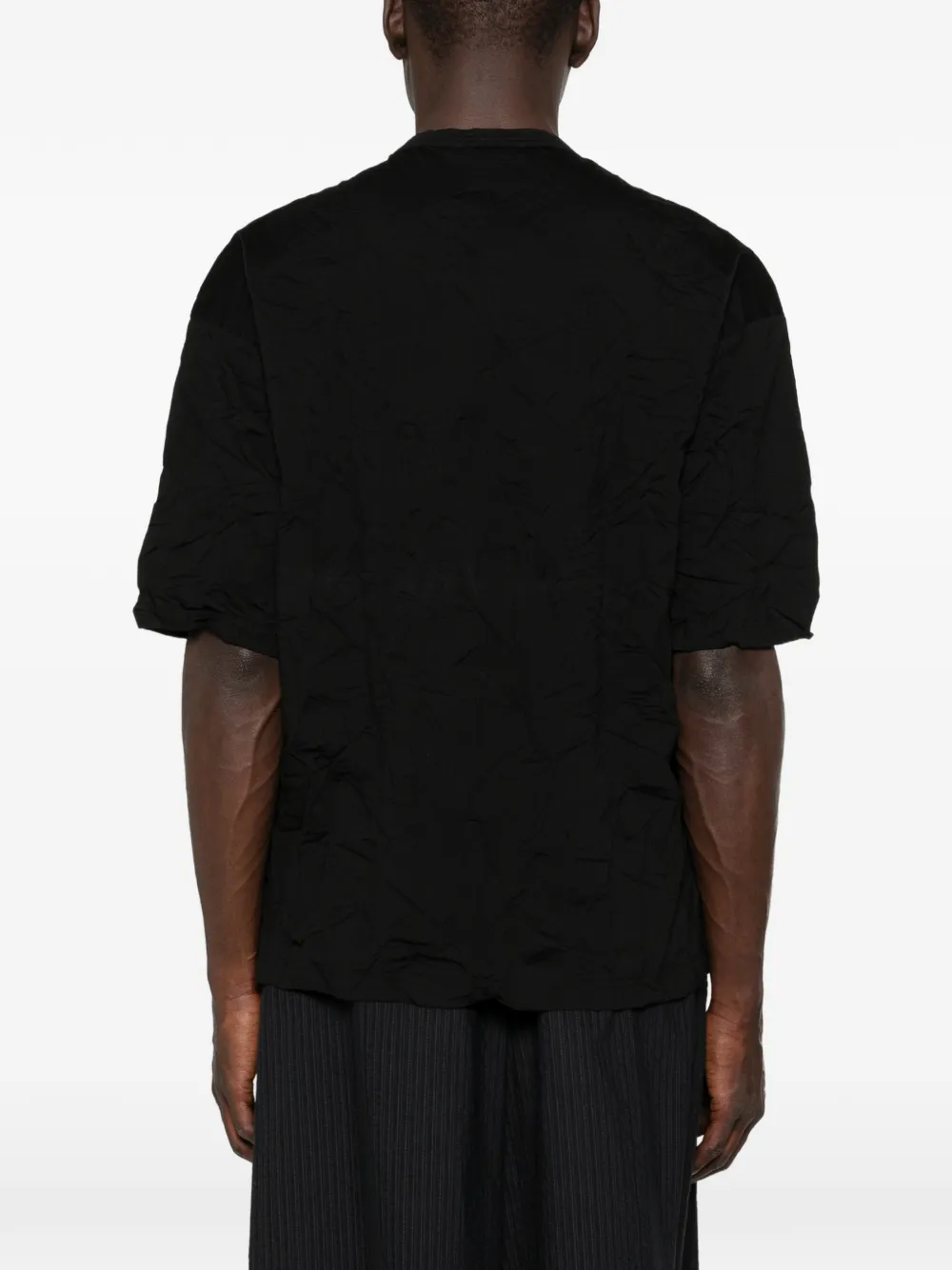 Comme des Garçons Homme T-shirt met borstzak en gekreukte afwerking Zwart