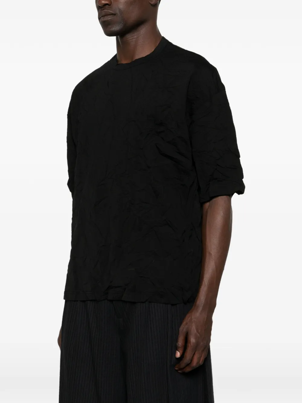 Comme des Garçons Homme T-shirt met borstzak en gekreukte afwerking Zwart