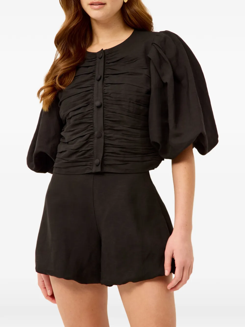 Marie Oliver Rowan top met ruches Zwart