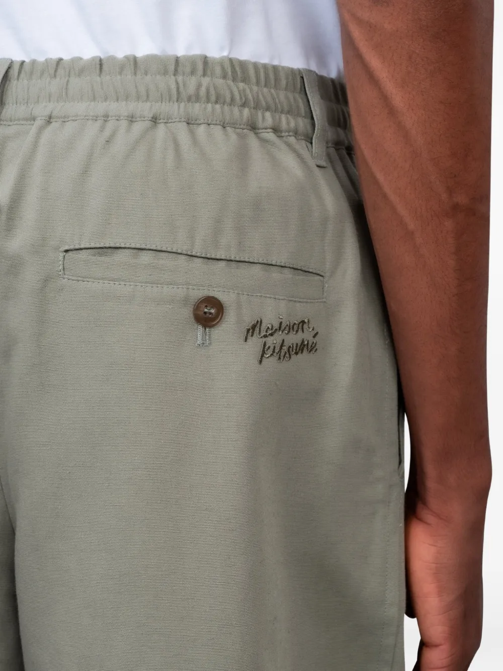 Maison Kitsuné Broek met elastische taille Groen