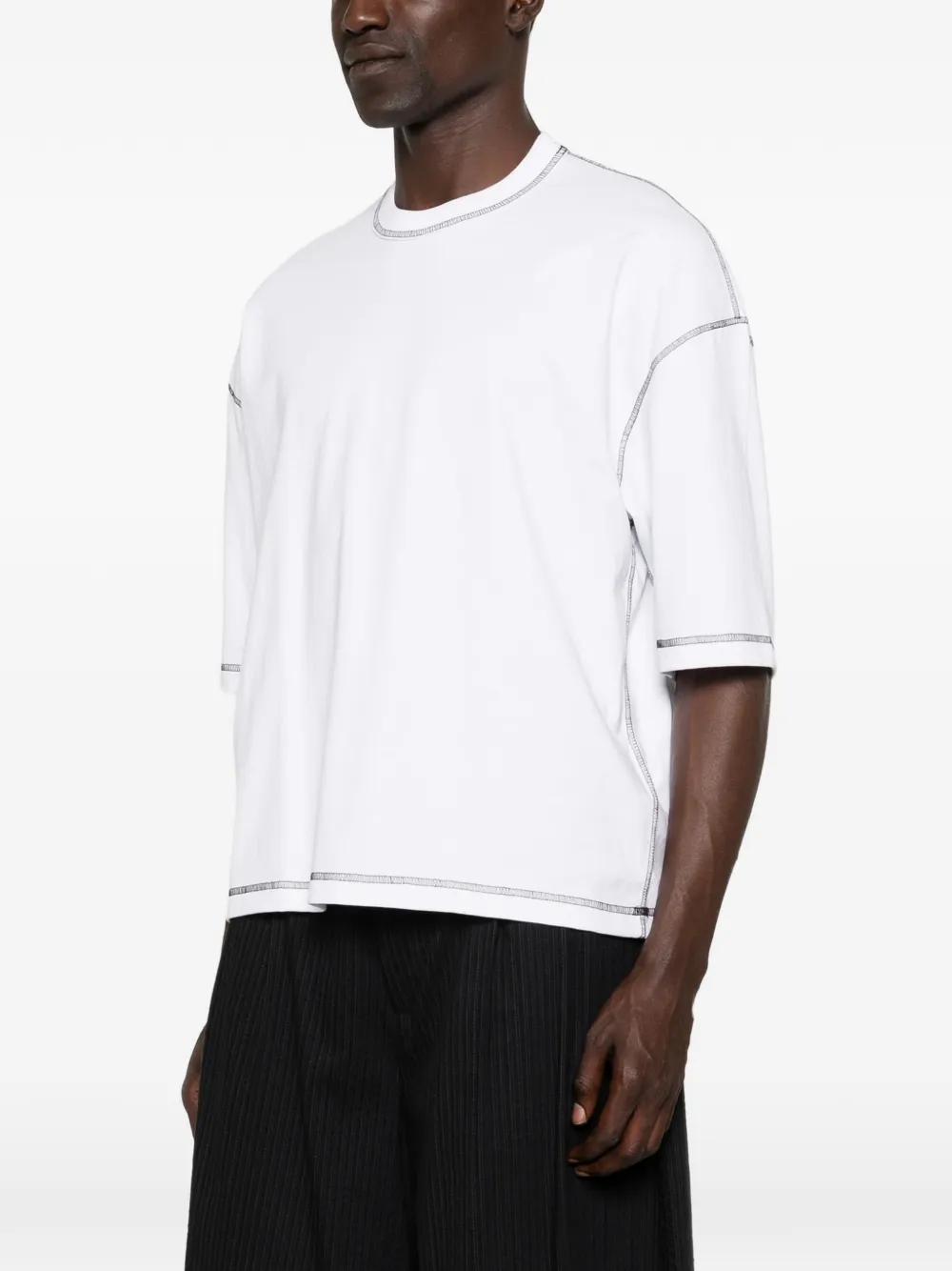 Comme des Garçons Homme Boxy-fit T-shirt met contrasterend stiksel Wit