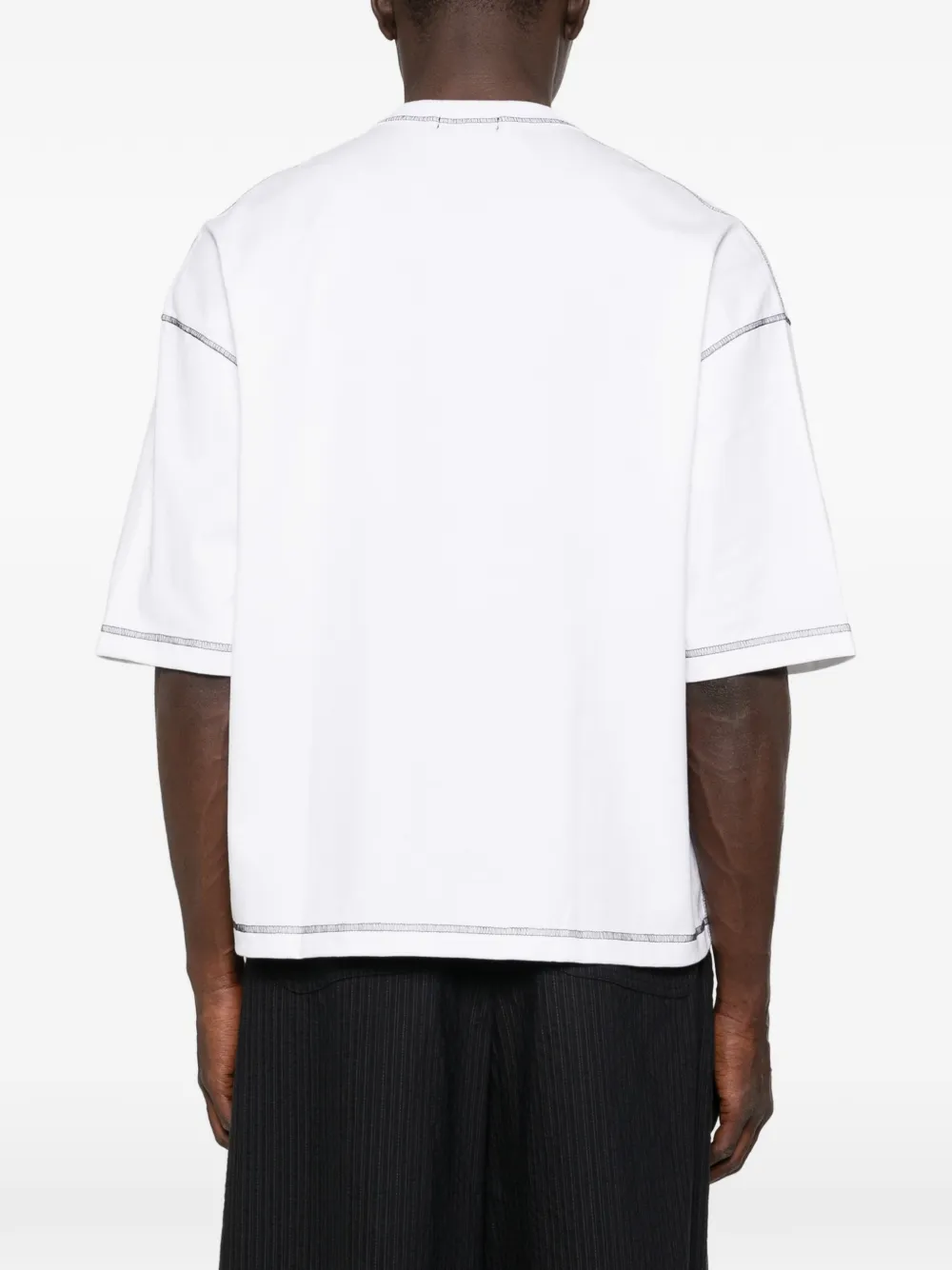 Comme des Garçons Homme Boxy-fit T-shirt met contrasterend stiksel Wit