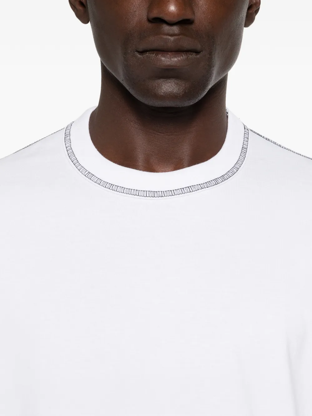 Comme des Garçons Homme Boxy-fit T-shirt met contrasterend stiksel Wit