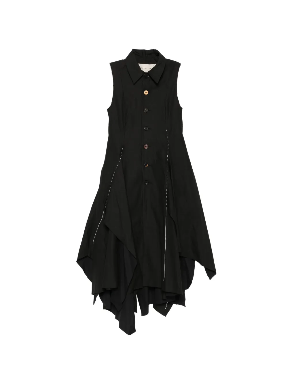 A Tentative Atelier contrast-stitch handkerchief-hem dress - Nero