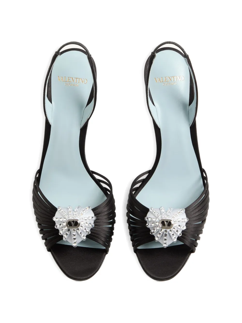 Valentino Garavani Coeur Royal satijnen sandalen 85 mm Zwart