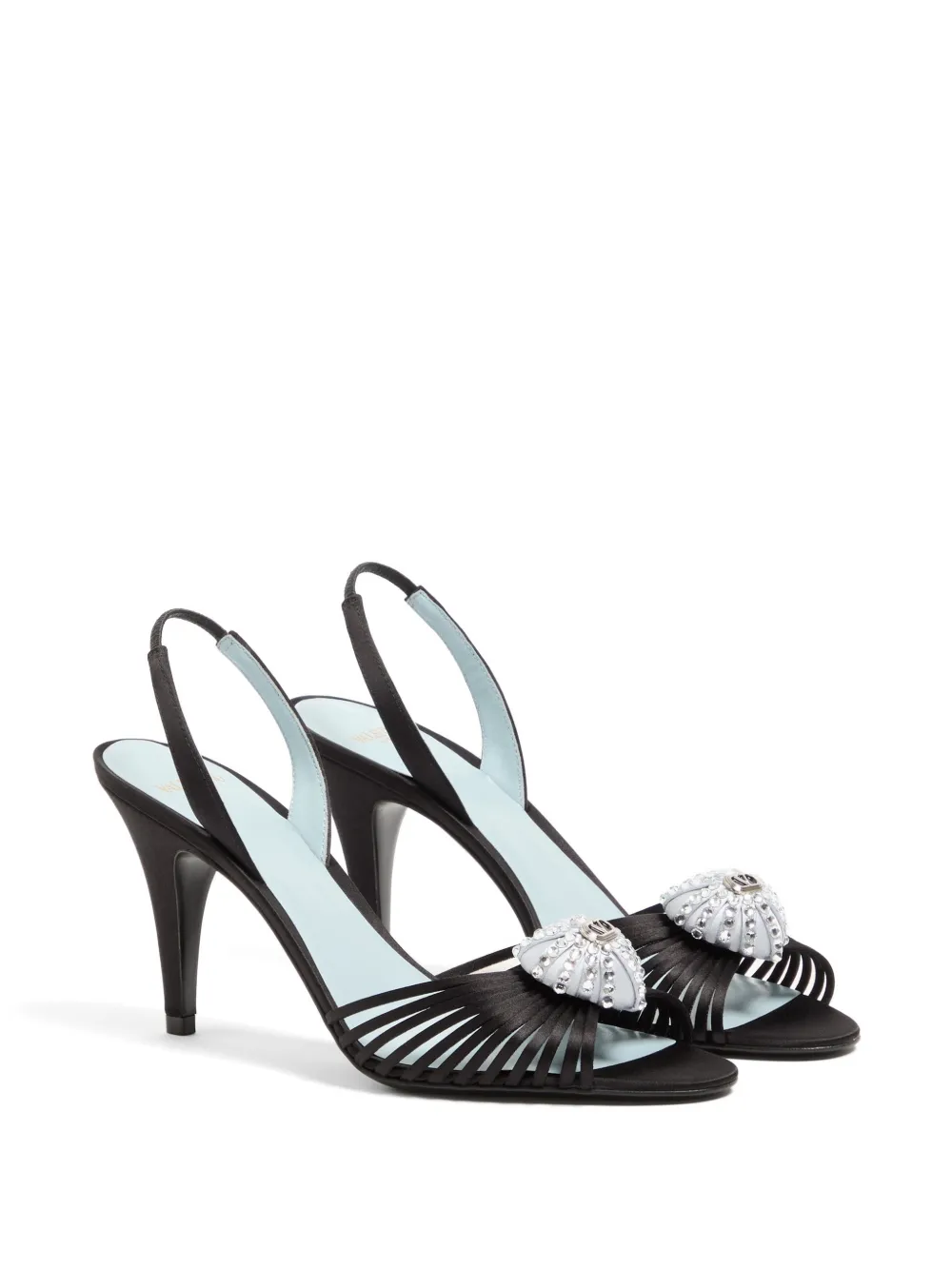 Valentino Garavani Coeur Royal satijnen sandalen 85 mm Zwart