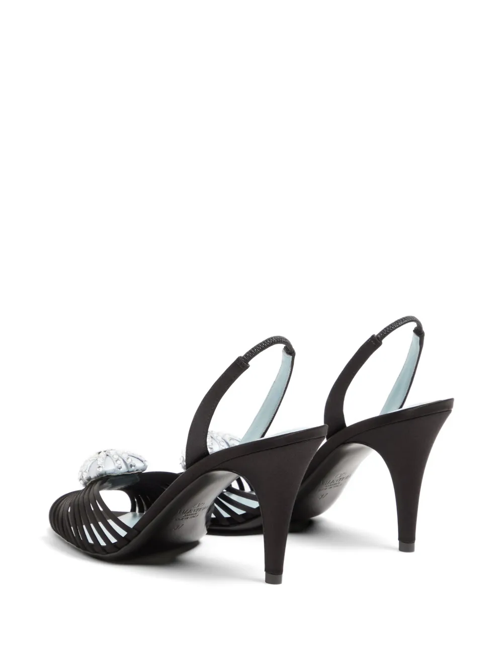 Valentino Garavani Coeur Royal satijnen sandalen 85 mm Zwart