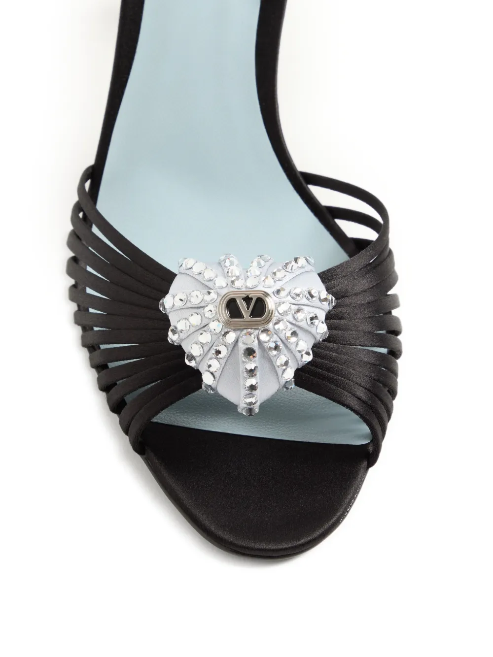 Valentino Garavani Coeur Royal satijnen sandalen 85 mm Zwart