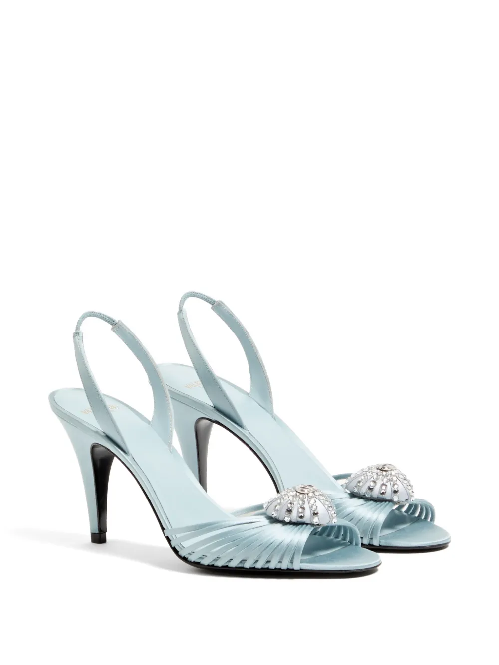 Valentino Garavani Coeur Royal satijnen sandalen 85 mm Blauw