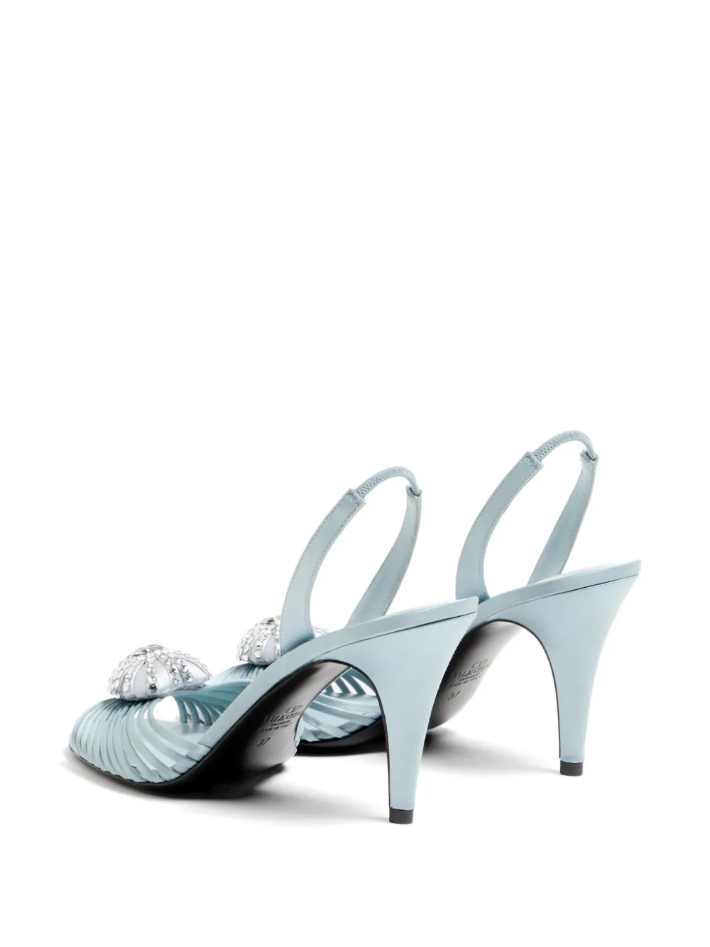 Valentino Garavani Coeur Royal satijnen sandalen 85 mm Blauw