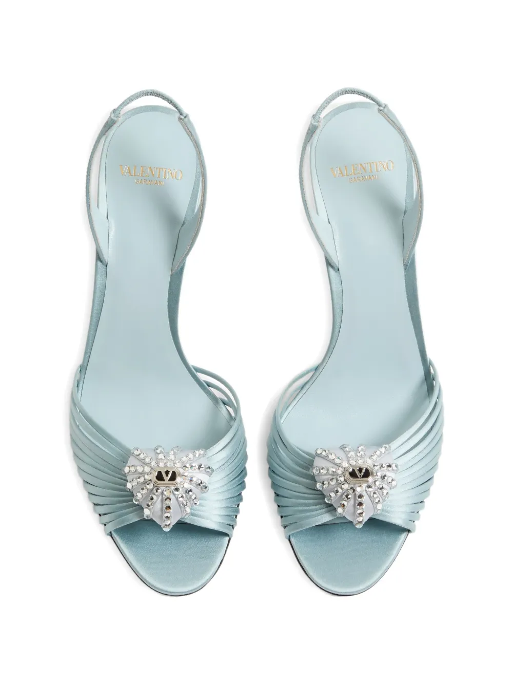 Valentino Garavani Coeur Royal satijnen sandalen 85 mm Blauw
