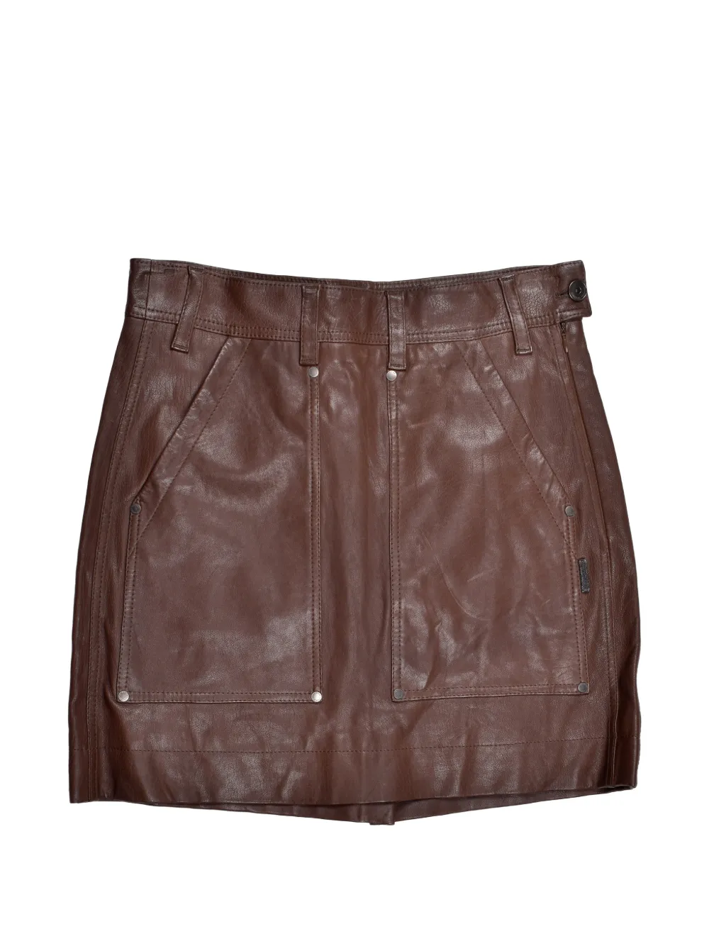 Brunello Cucinelli rivet-detailed leather mini skirt - Marrone
