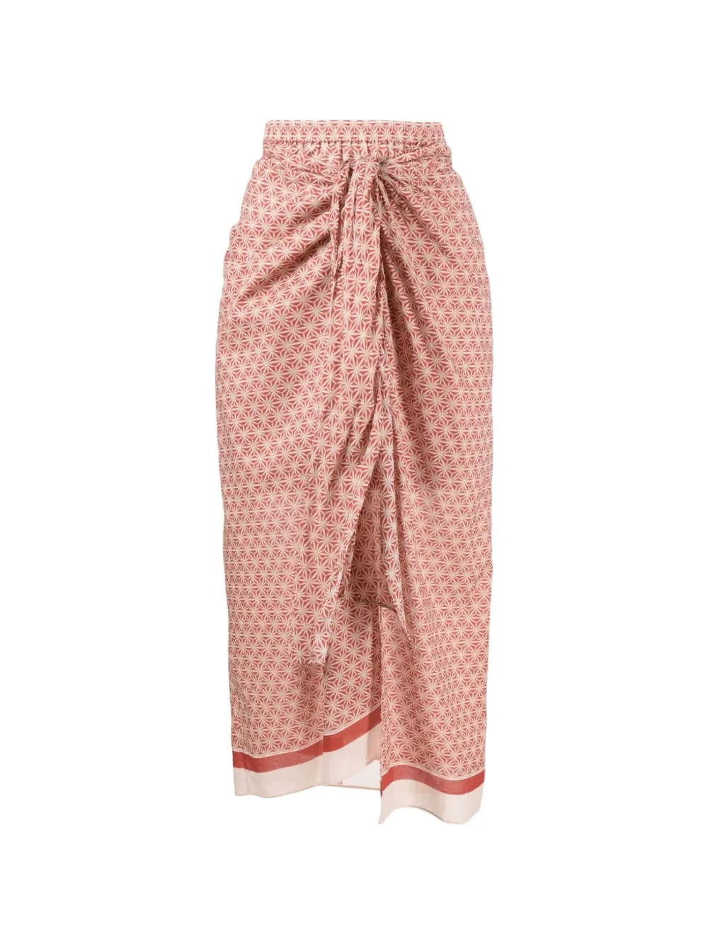 Brunello Cucinelli geometric-print wrap midi skirt - Rosso