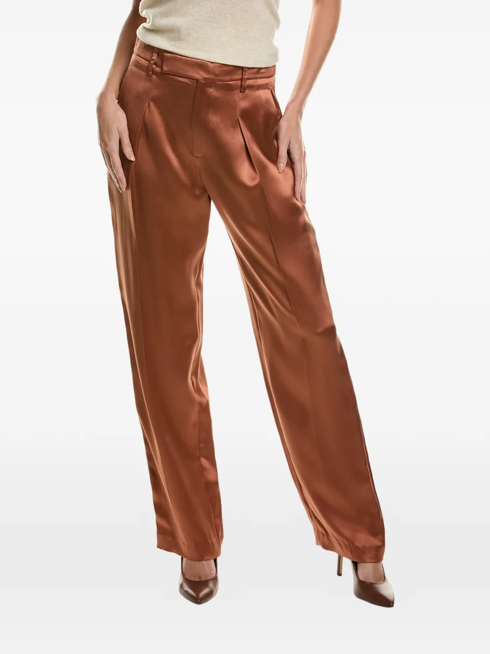 Brunello Cucinelli satin wide-leg trousers - Braun