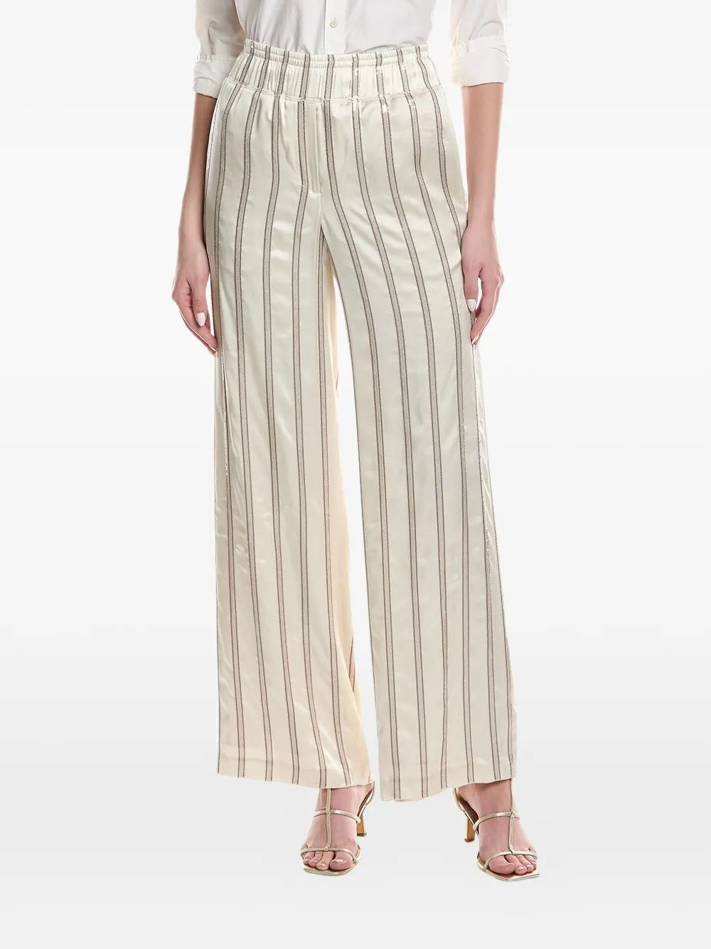 Brunello Cucinelli striped wide-leg trousers - Nude