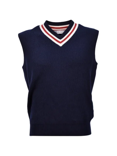 Brunello Cucinelli striped-trim ribbed-knit vest