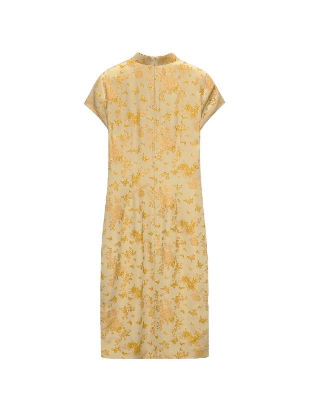 Shanghai Tang Qipao midi-jurk met jacquard Beige
