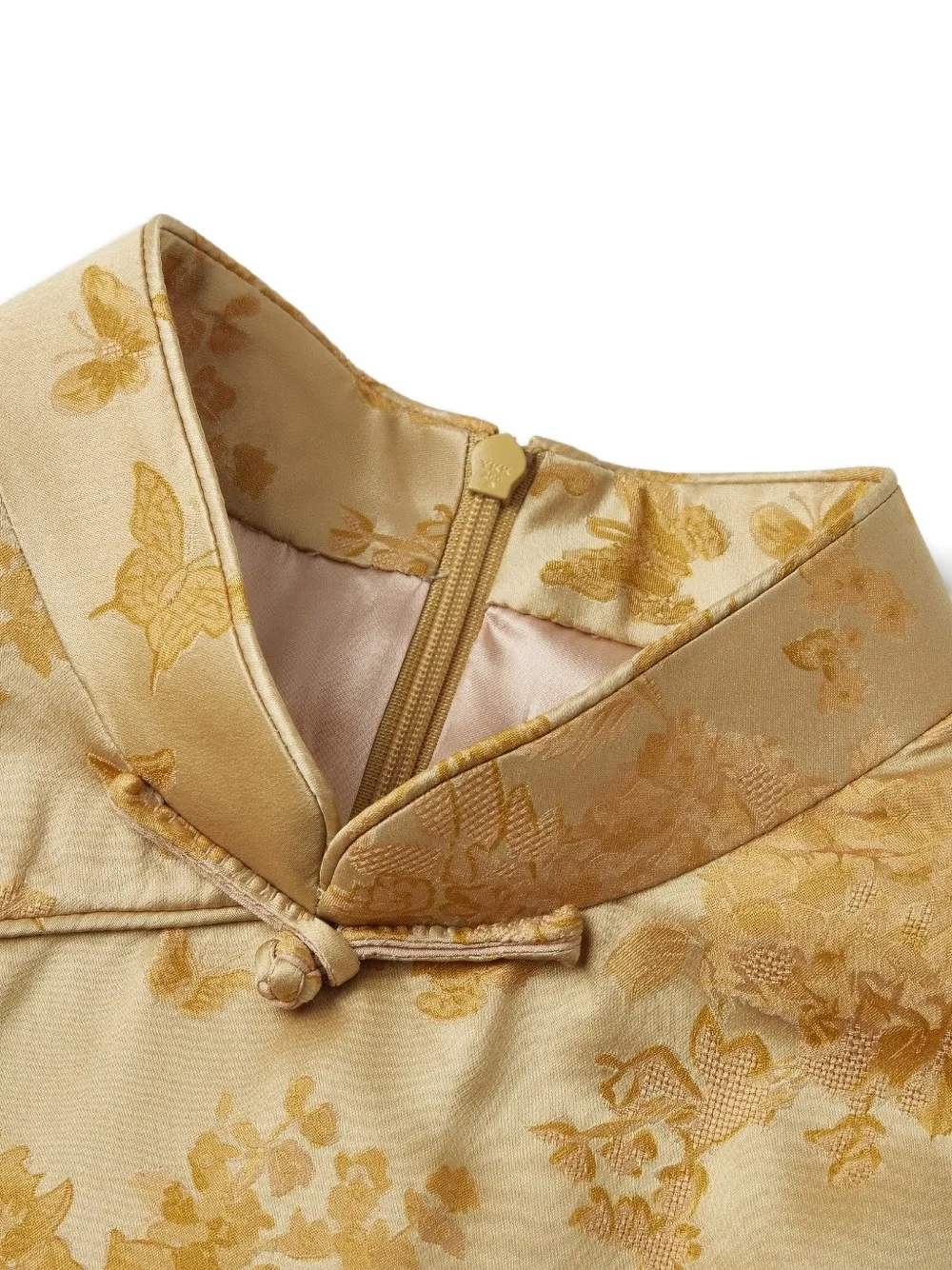 Shanghai Tang Qipao midi-jurk met jacquard Beige