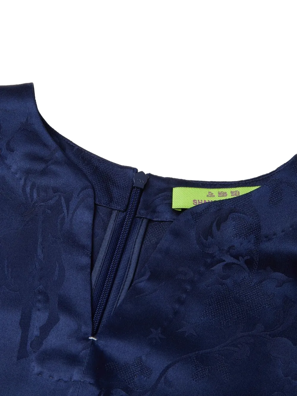 Shanghai Tang midi-jurk met jacquard Blauw