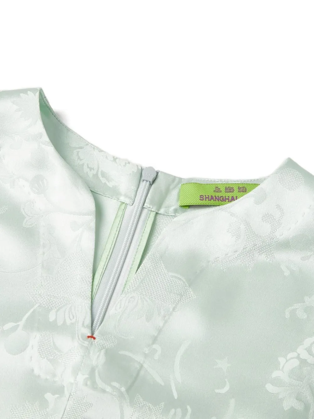 Shanghai Tang zijden midi-jurk met jacquard Groen