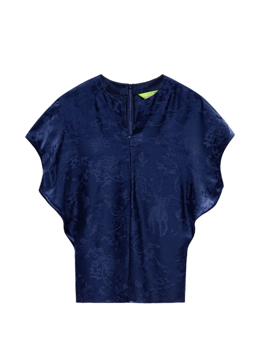 Shanghai Tang Tang jacquard batwing-sleeve top - Blau