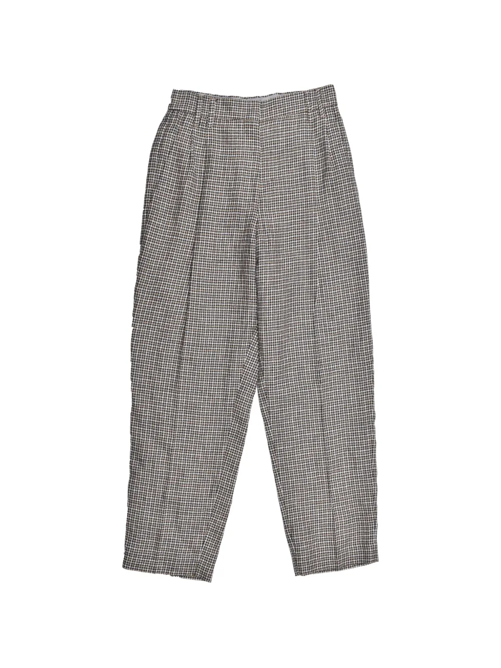 Brunello Cucinelli houndstooth-pattern pleated linen trousers - Nude