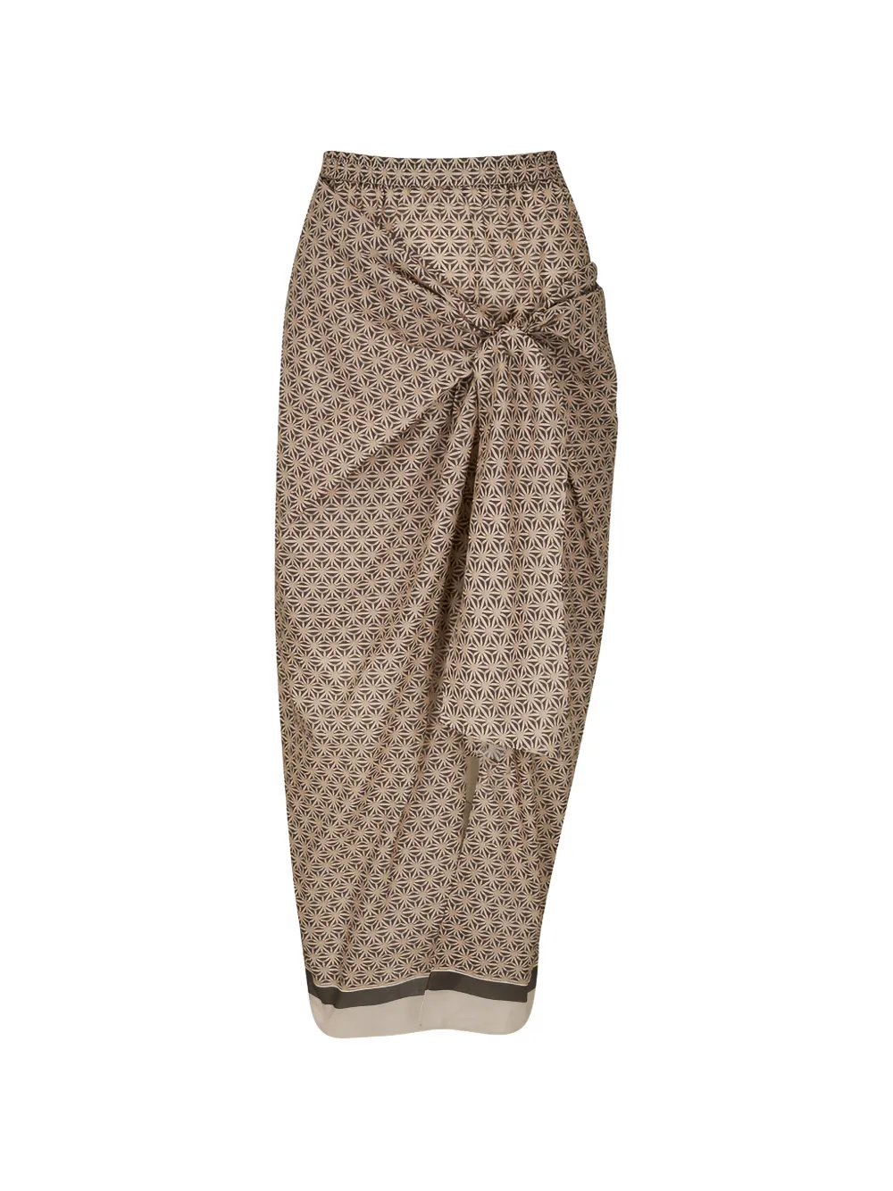 Brunello Cucinelli geometric-print wrap midi skirt - Nude