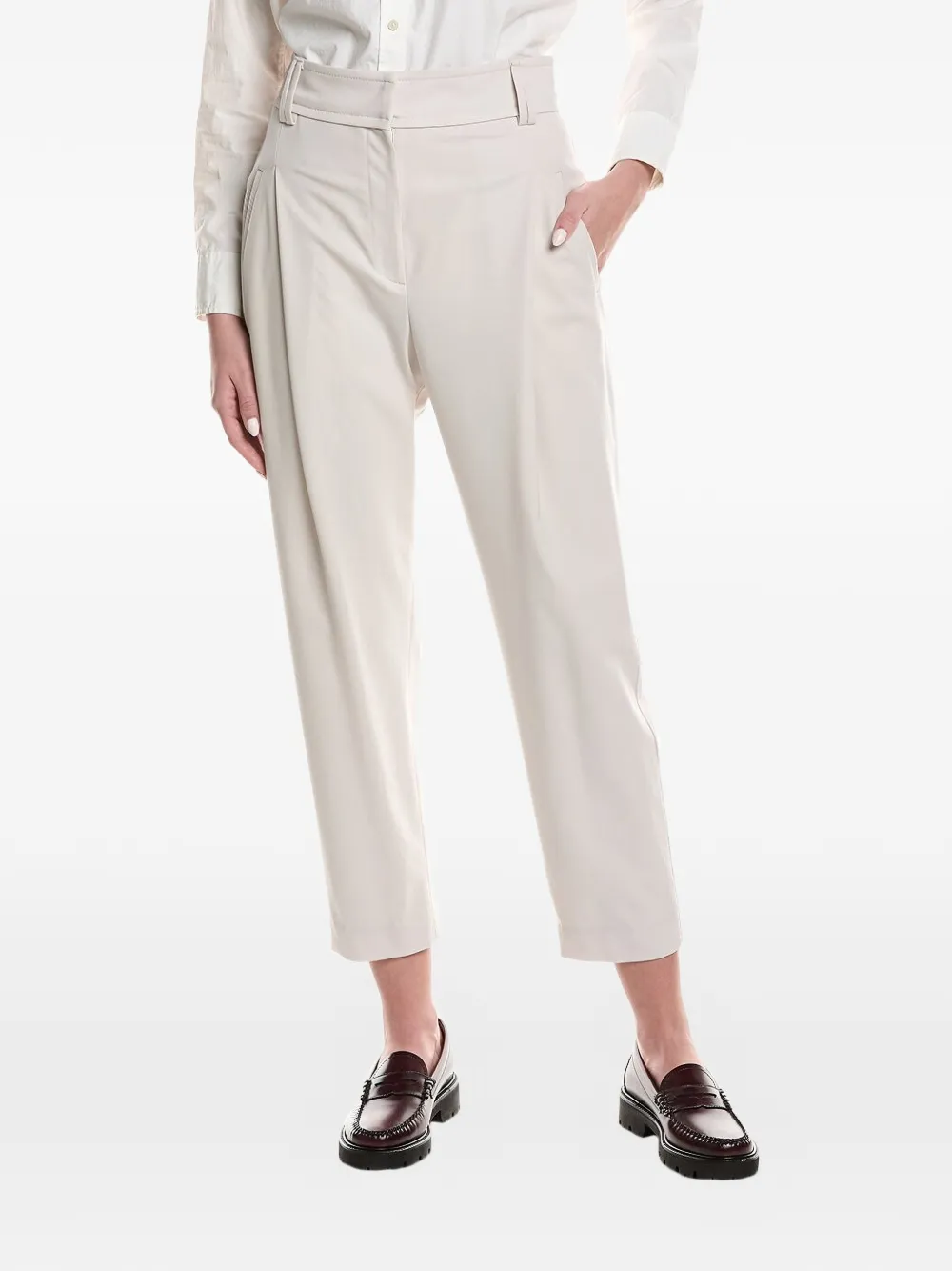 Brunello Cucinelli pleated cropped trousers - Nude