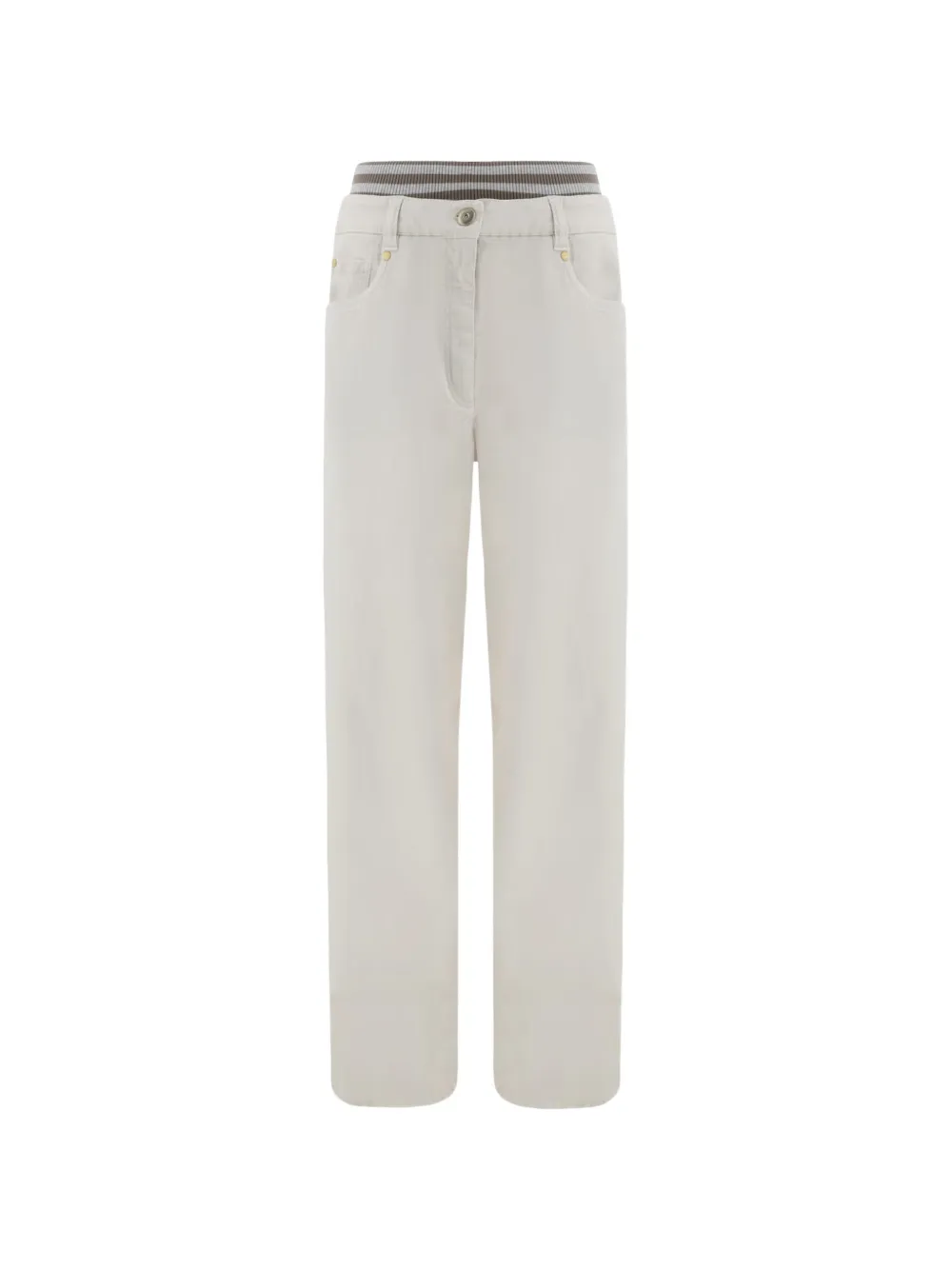 Brunello Cucinelli ribbed-waistband straight-leg trousers - Toni neutri
