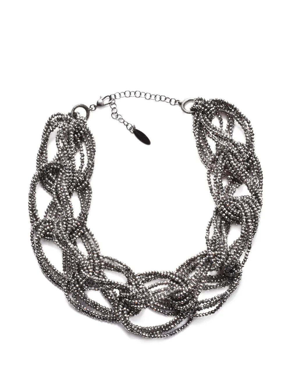 Brunello Cucinelli braided glass-bead necklace - Silber