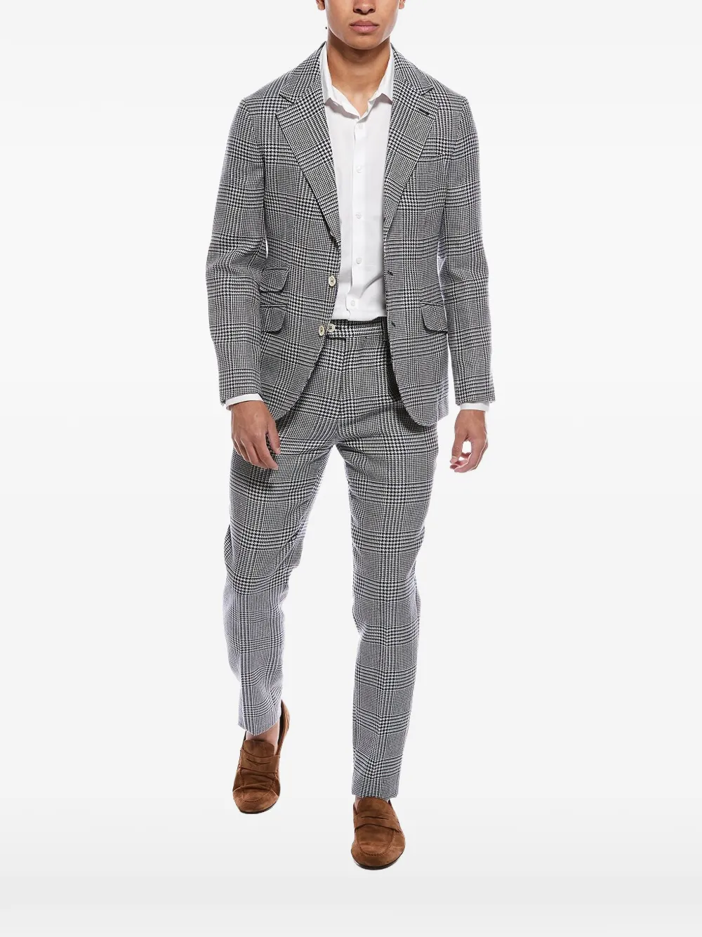 Brunello Cucinelli Prince of Wales check tailored suit - Grigio