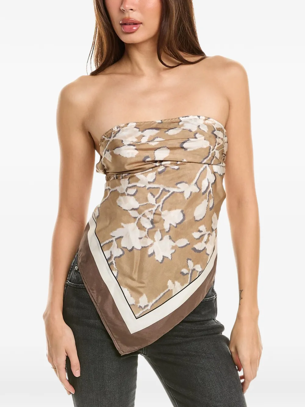 Brunello Cucinelli strapless handkerchief top - Toni neutri