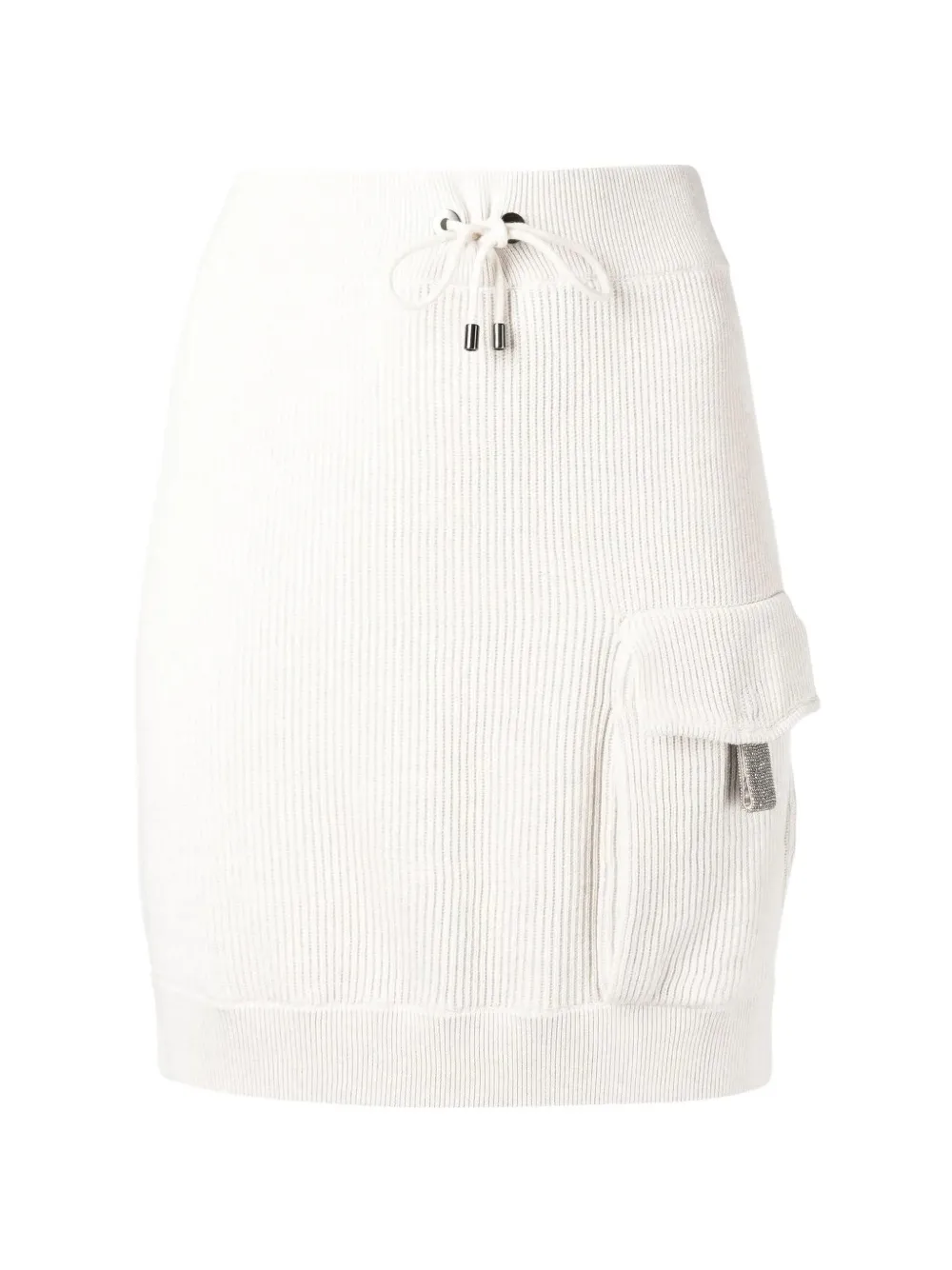 Brunello Cucinelli ribbed-knit cargo-pocket mini skirt - Toni neutri