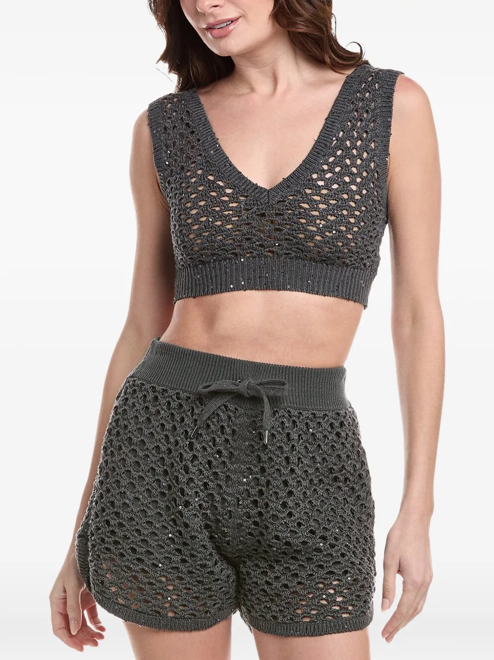 Brunello Cucinelli sequin-embellished top - Verde