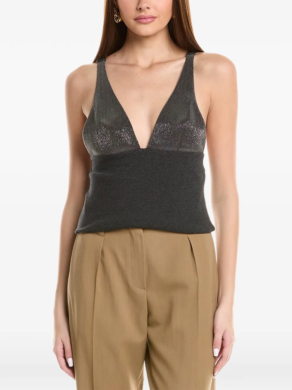 Brunello Cucinelli sequin-embellished V-neck top - Nero