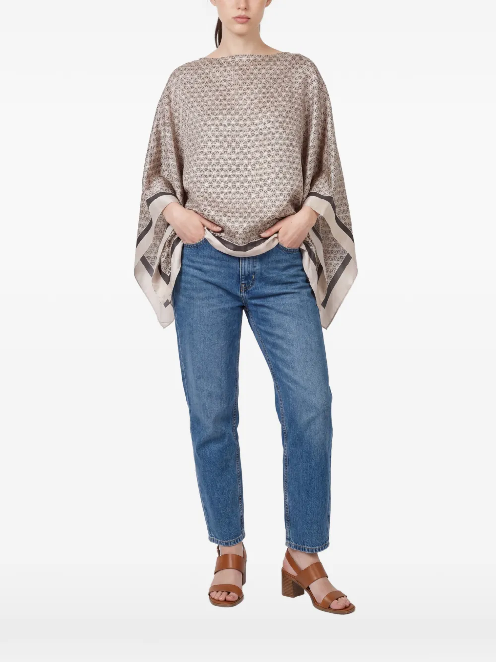 Brunello Cucinelli geometric-pattern blouse - Neutrals