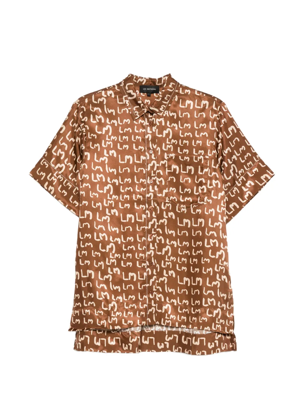 Lee Mathews logo-print short-sleeve shirt - Marrone