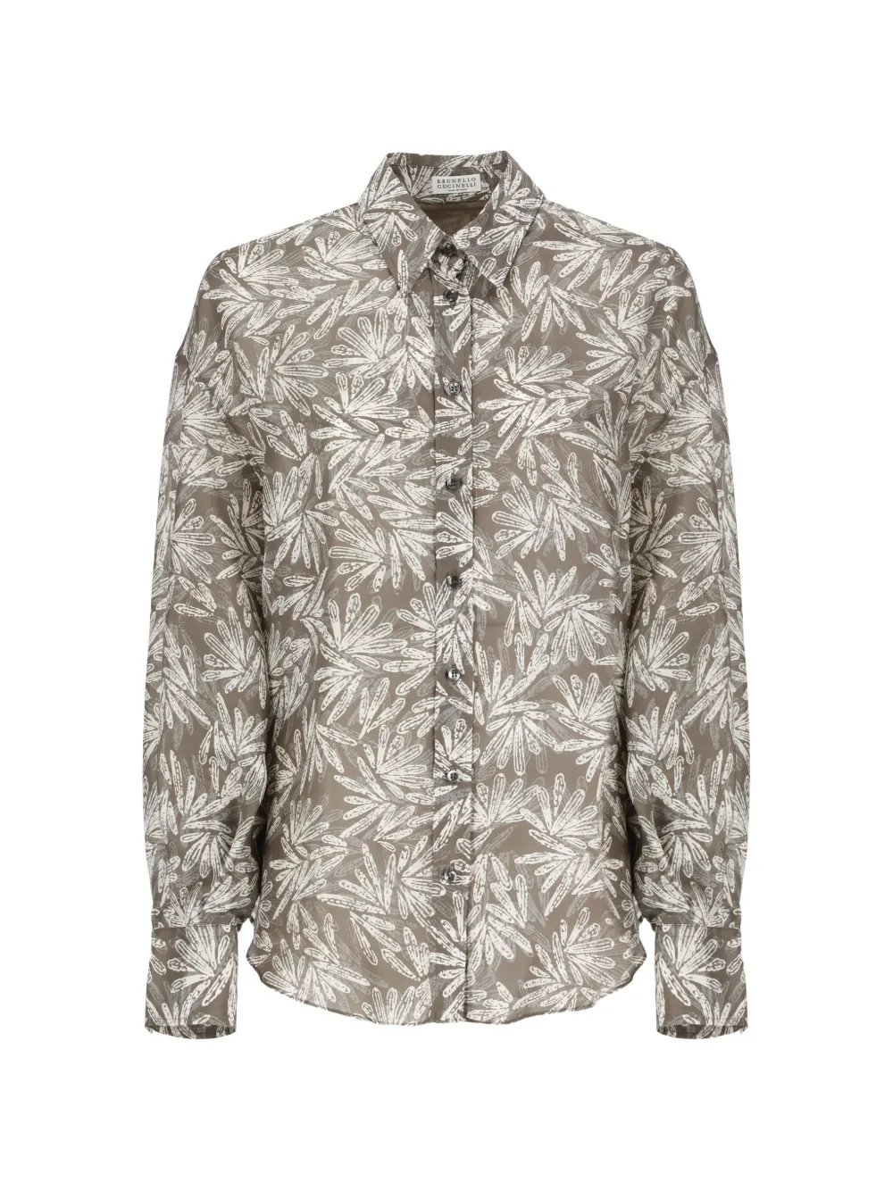 Brunello Cucinelli floral-print button-down shirt - Braun