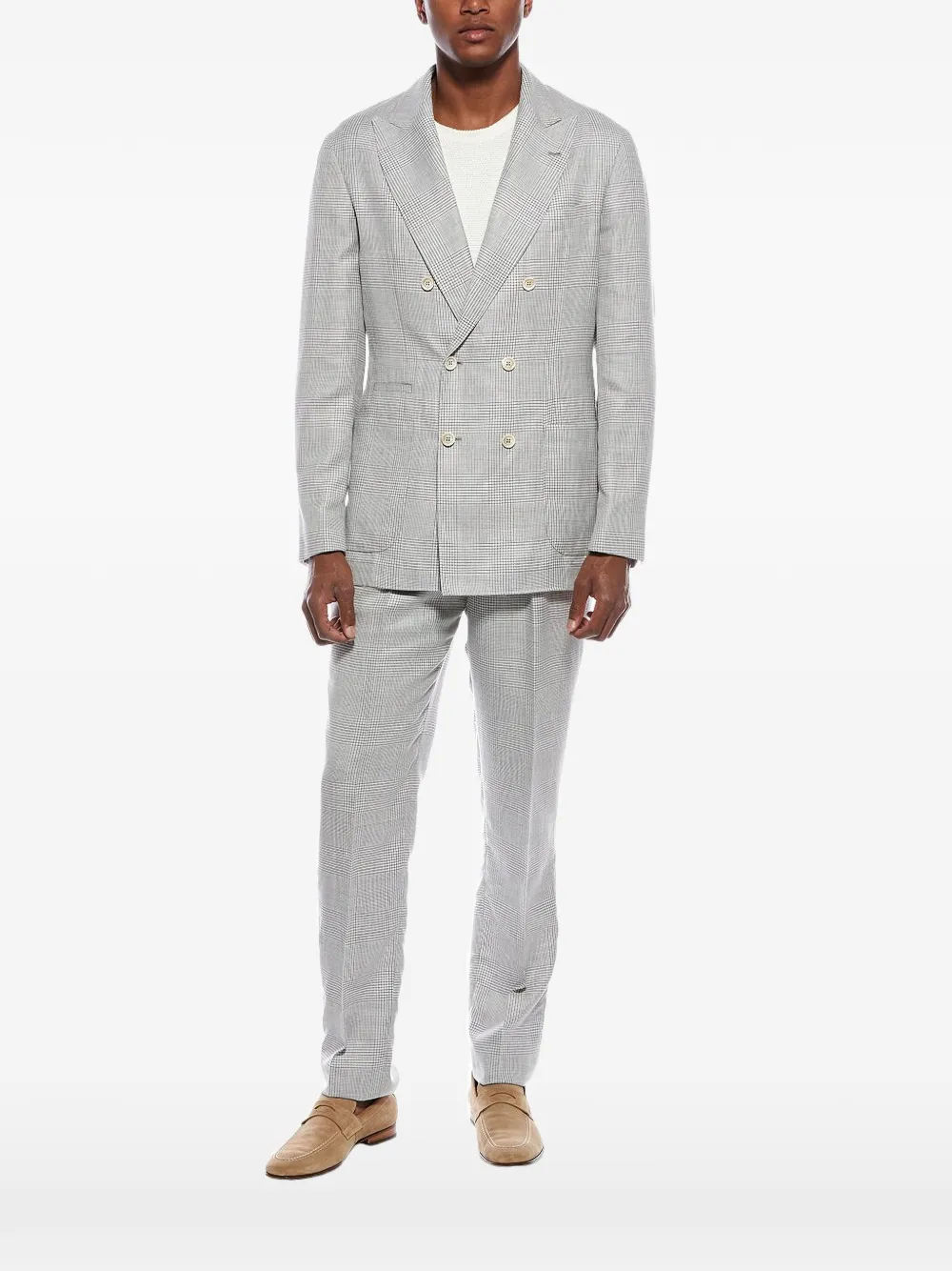 Brunello Cucinelli Prince of Wales double-breasted suit - Grigio