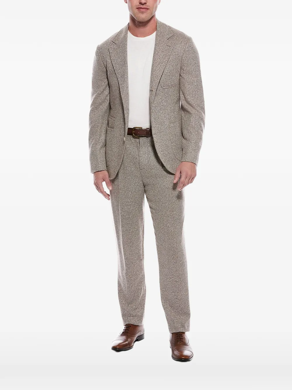 Brunello Cucinelli tailored herringbone suit - Toni neutri