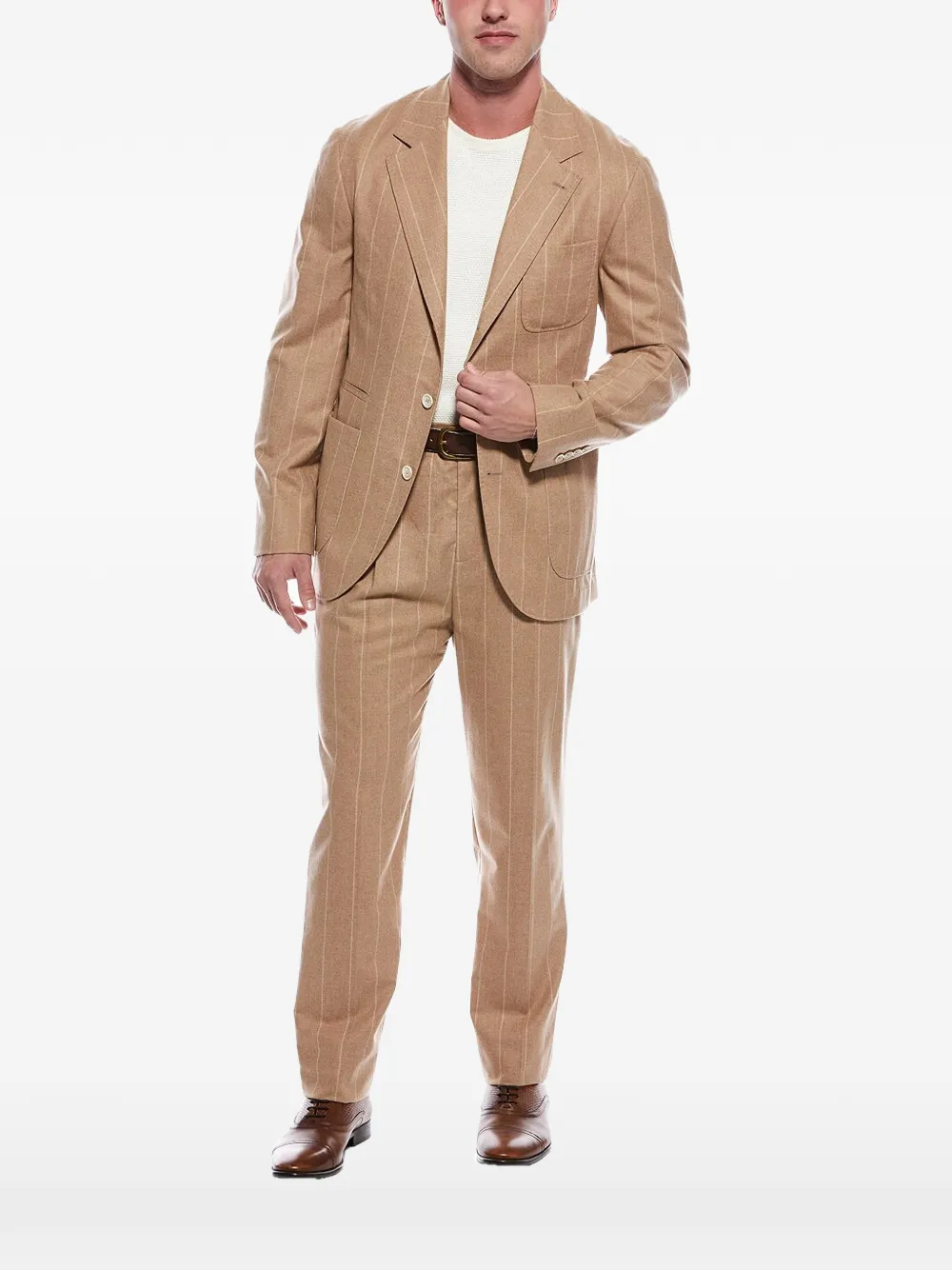 Brunello Cucinelli pinstripe single-breasted tailored suit set - Toni neutri