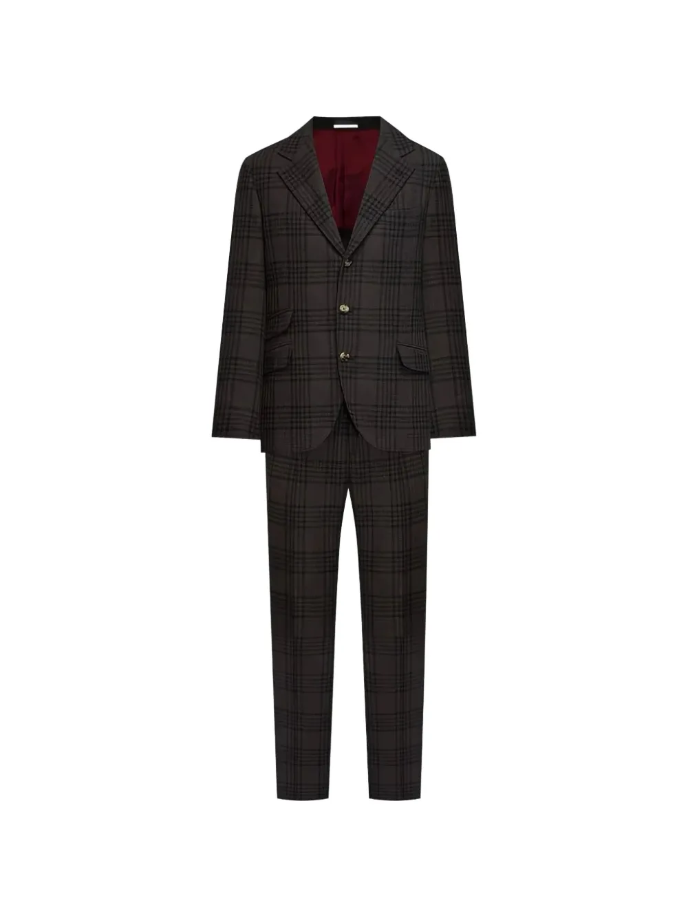 Brunello Cucinelli plaid-pattern single-breasted suit - Marrone