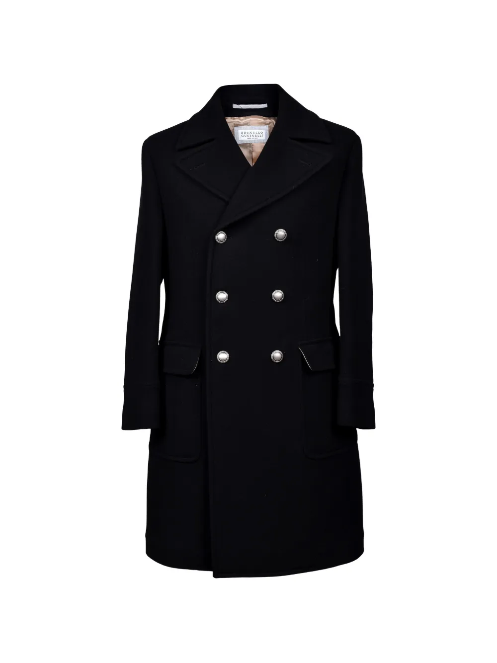 Brunello Cucinelli peak-lapels double-breasted overcoat - Nero