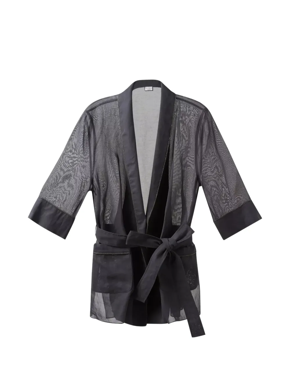 Brunello Cucinelli sheer belted jacket - Schwarz