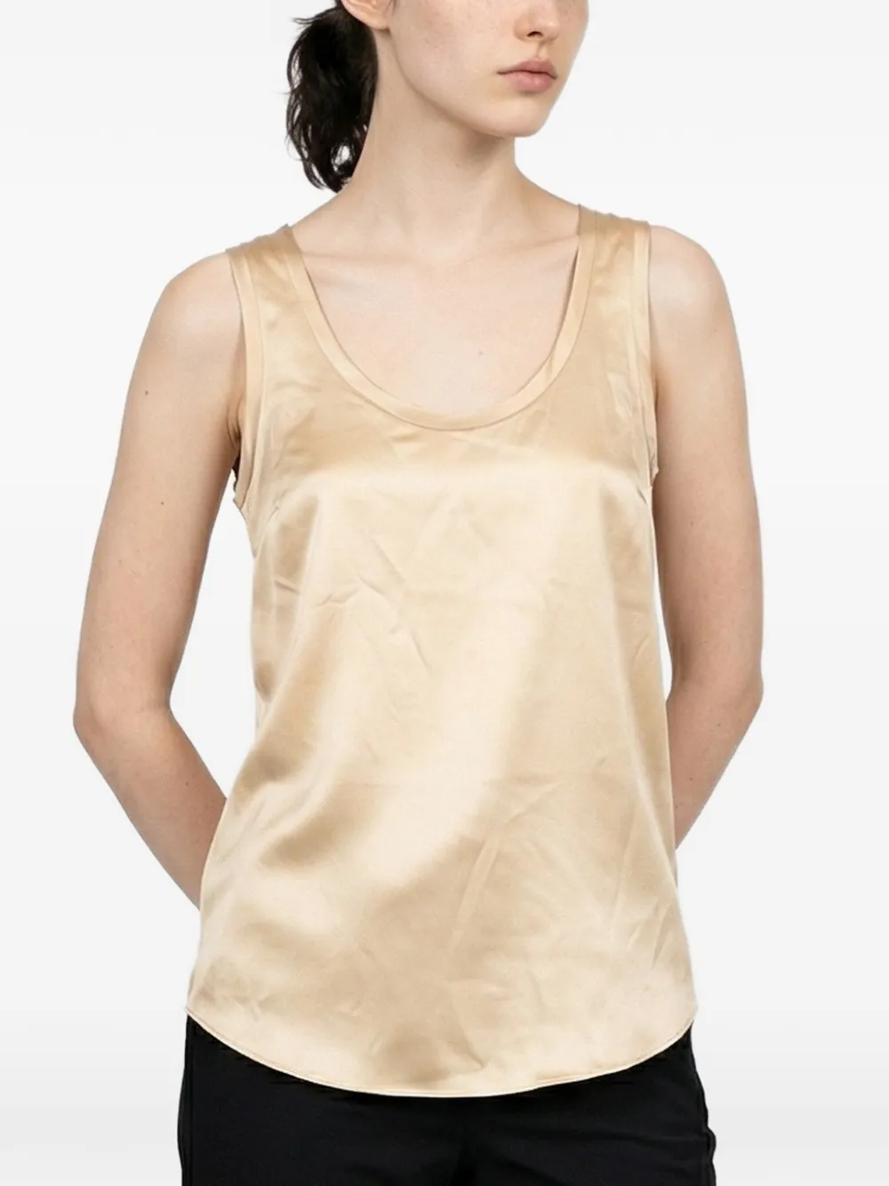 Brunello Cucinelli scoop-neck satin tank top - Nude